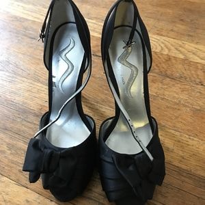 Nina black peep toe heels